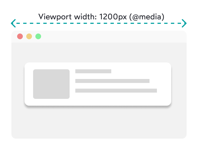 A large window frame with a card taking up 100% of its width. Since it's a large window, the card will display its contents horizontally.